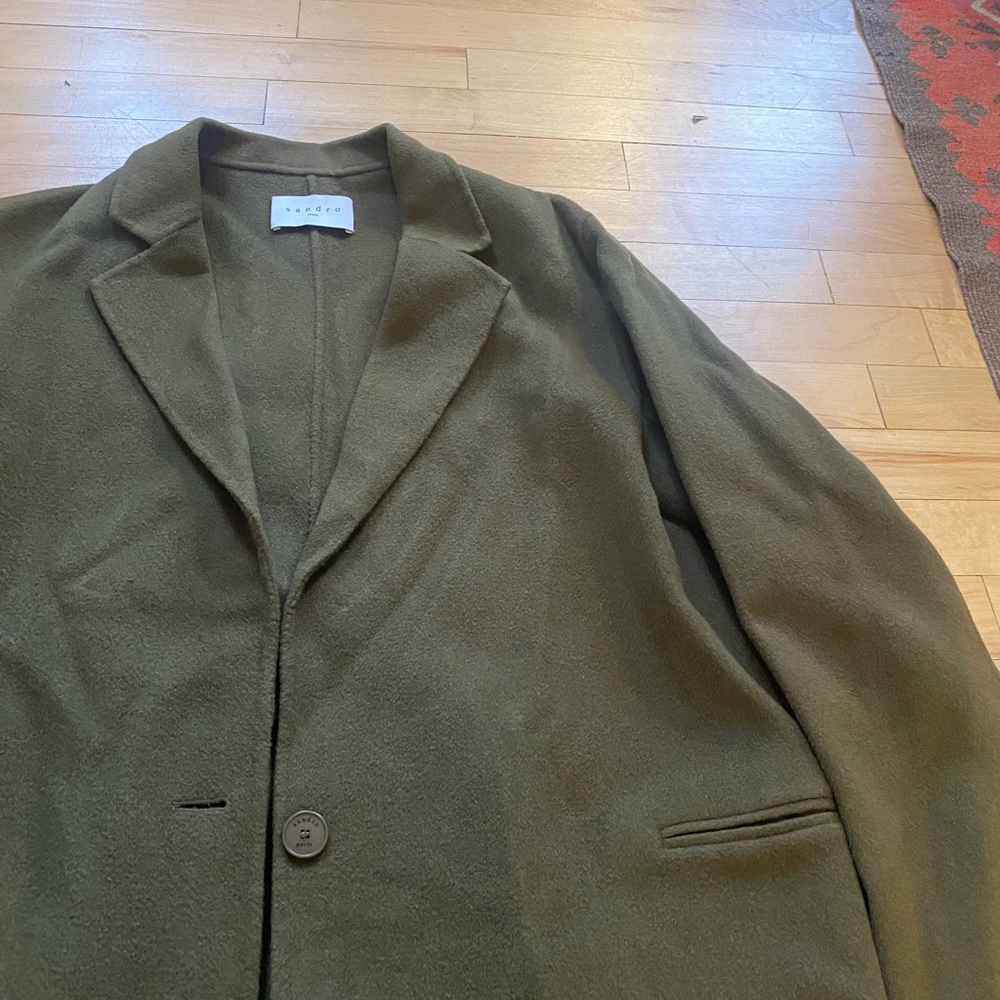 Sandro Olive Green Long Coat - Picture 2 of 5